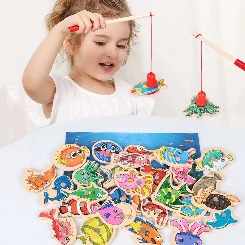 Magnētiskā Zvejas Spēle, Koka Montessori Izglītības Rotaļlietas Alfabēta Zvejas Rotaļlietas Bērniem Vecs Pirmsskolas Izglītības Rotaļlietas, Dāvanas