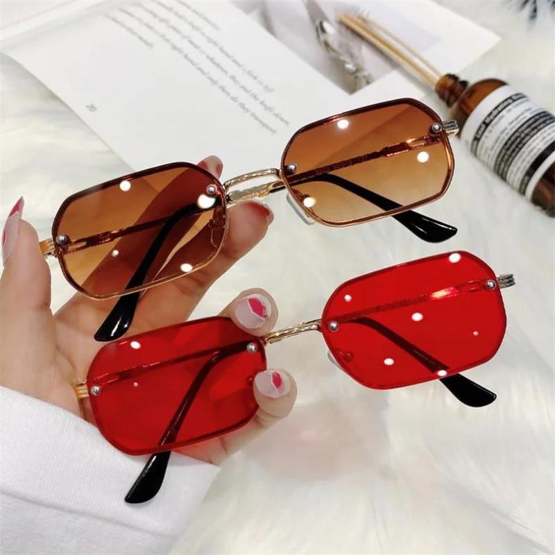 Zīmola Dizaineru Saulesbrilles bez apmales Saule Glasse Mazs Rāmis, Aizsargbrilles, Anti-UV Brilles Personības Tempļi Brilles Adumbral A++