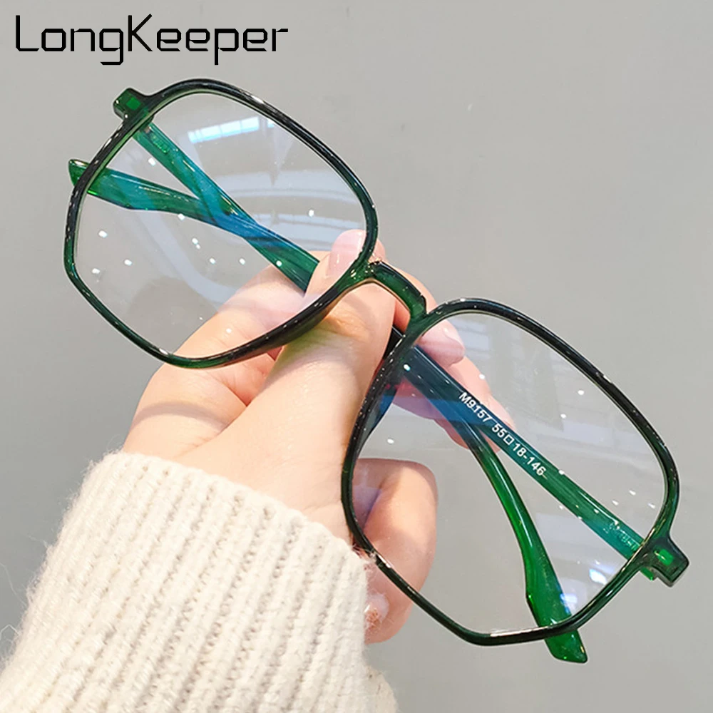 Modes Lielizmēra Kvadrātveida Anti-zila Gaisma Brilles Rāmis Sieviešu Vintage Green Lielas Brilles Sieviešu Datora Pārredzamu Brilles