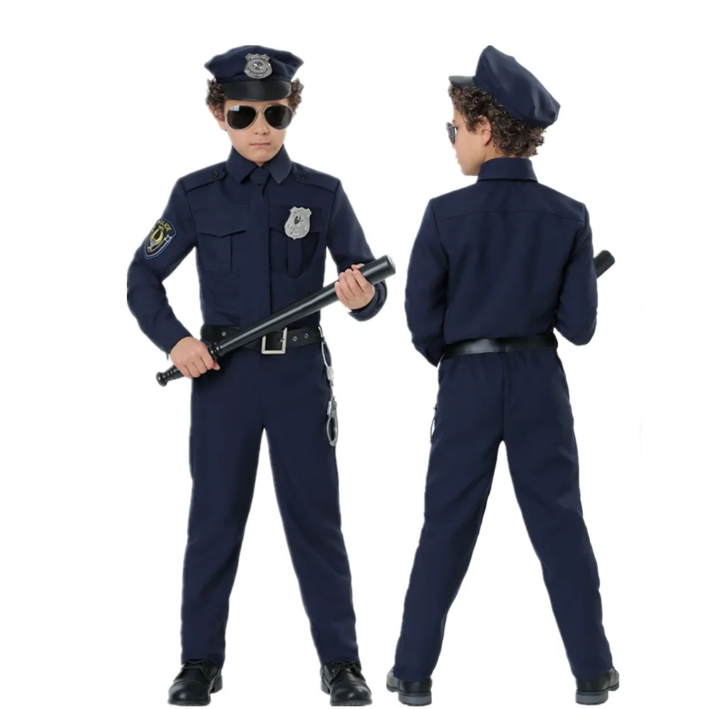 Policijas Virsnieks, Kostīmu un Lomu spēles Komplekts Zēniem Halloween Karnevāla Puse Bērni Policijas Darbības Fancy Dress Uniform Apģērbs
