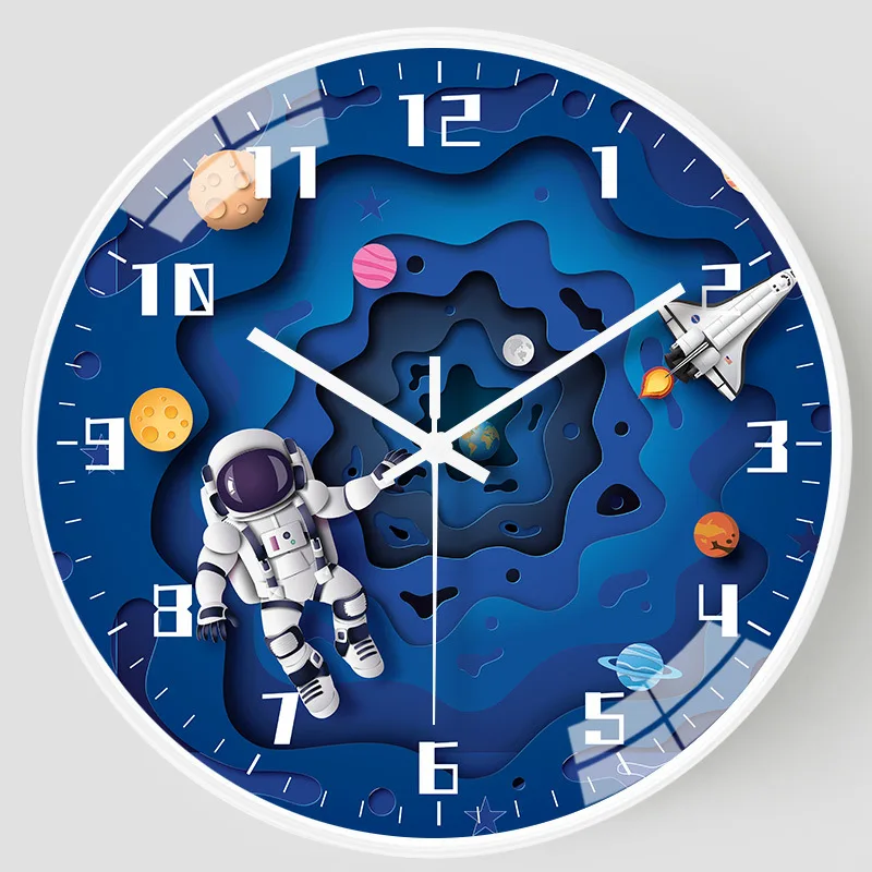 20cm Mazo Astronauts Sienas Pulkstenis Radošo Bērnu Istabas Klusums Sienas Karājas Pulkstenis Skatīties Kafijas Bārs Mājās Pulksteni Apdare
