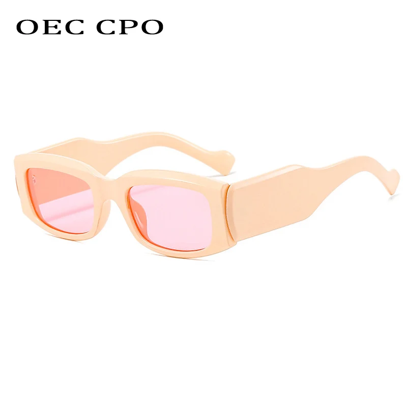 OEC CPO Vintage Laukumā Saulesbrilles Sieviešu Zīmola Dizaineru Modes Bēša Punk, Saules Brilles Sieviešu Vintage Taisnstūra Briļļu oculos
