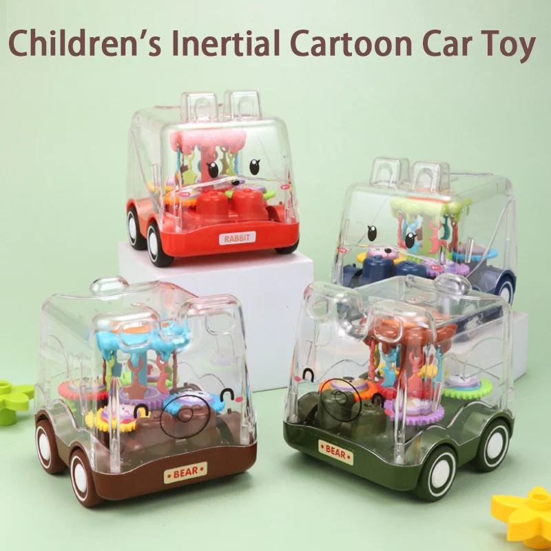 1Pc Pārredzamu Karikatūra Dzīvnieku Inerces Gear Auto Bērnu Autobusu Modelis, Rotaļlietas bērniem, Izglītības Izziņas Rotaļu Auto, Zēns, Meitene Dāvana Jaunas