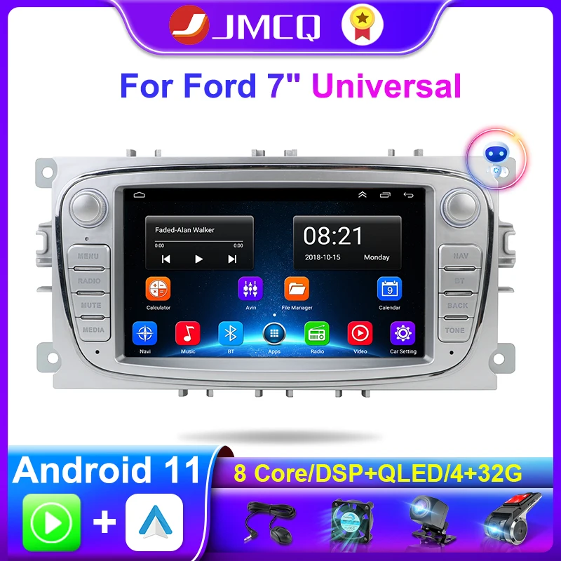 JMCQ Android 11 2 Din Auto Radio Multimediju Video Atskaņotājs Ford Focus S-Max, Mondeo 9 Galaxy C-Max Navigācija GPS 4G Galvas Vienības